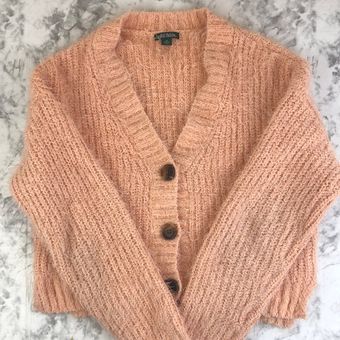 Wild Fable Pink Peach Fuzzy Cropped V-Neck Button Down Cardigan Sweater  Size XS - $11 - From Gretchen