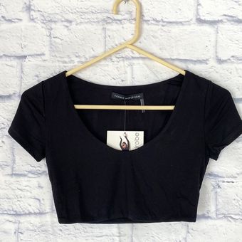 Naked Wardrobe black crop cap sleeve scoop neck top small NWT - $26 New  With Tags - From Agatha