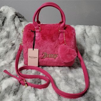 Juicy Couture bag Fluffy Fur pink satchel 80 New With Tags