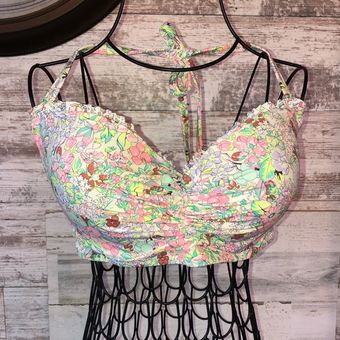 Victoria's Secret floral bikini top size 34DD swim suit top bikini top V