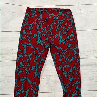 LuLaRoe red and blue one size leggings - $10 - From Erika
