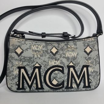 MCM Mini Vintage Jacquard Shoulder Bag in Black