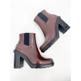 Hunter Women's Original Refined High Heel Burgundy Red Chelsea Rain Boots 6 - $189 - From Lauren