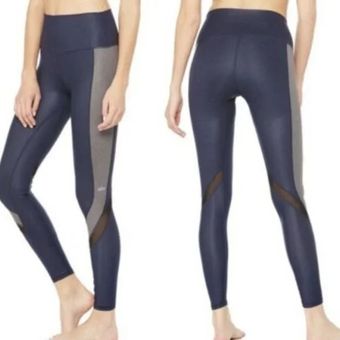 Alo Yoga Elevate High Rise and Shine Blue Gray Black Colorblock Leggings XS  - $53 - From Erin