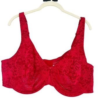 Cacique Lane Bryant Womens Floral Lace Underwire Full Coverage Bra Size  46DD Red - $31 - From Danielle