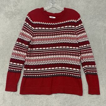 Croft Barrow Croft Barrow Sweater Womens Medium Red White