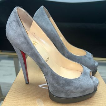 Christian Louboutin Palais Royal Trepointe 140 Grey Suede Peep