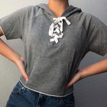 6IXTY8IGHT gray hoodie crop top - $15 (84% Off Retail) - From cass