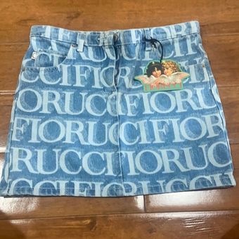 Laser Monogram Denim Shorts Blue, Fiorucci