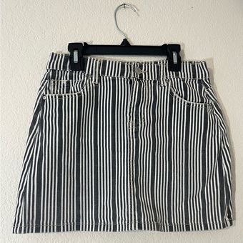 Black and white striped clearance jean skirt