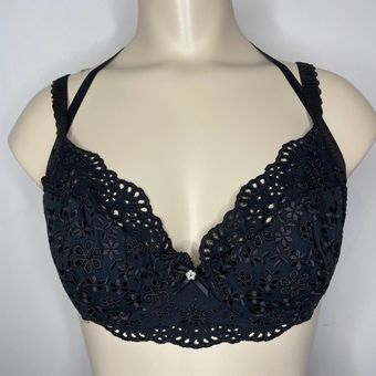 Eyelet Lace Non-Wire Bra in Black