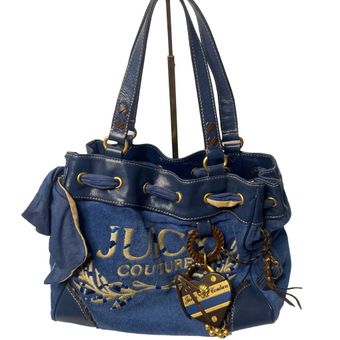 Juicy Couture Purse Vintage Y2K Terry Cloth Shoulder Bag Blue