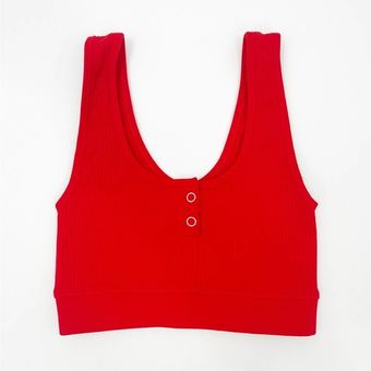 Bombshell sportswear NEW Sports Bra Medium Seamless Snap Button Ribbed Red  NWOT - $50 - From Leigh