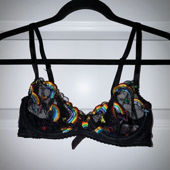 Savage X Fenty Rainbow Embroidered Sheer Unlined Underwire Bra Multiple  Size 32 B - $45 - From Shannon