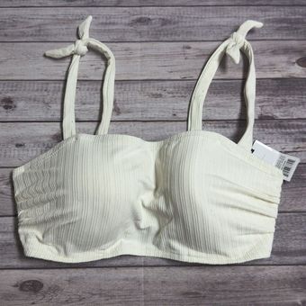 Shade & Shore Underwire Shoulder Tie Ribbed Bikini Top Cream Women's Size  36DD - $13 - From Lori