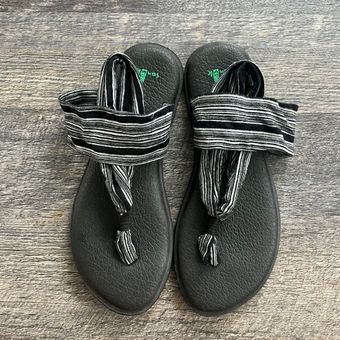 Sanuk Yoga Mat Sling Sandals Black White Stripe 9 - $14 (68% Off