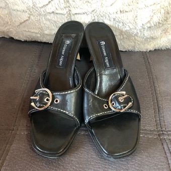 Etienne Aigner Black Leather Open Sandals S9 Size undefined