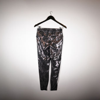 Carbon 38 Black Silver Metallic Snake Python Animal Print Pattern Leggings  Large - $37 - From Galore