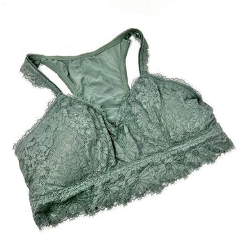 Aerie Lace Bralette Padded Racerback Green Sz XL - $22 - From Pink