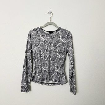 [NILS] Sportswear Size Medium M Black Paisley Print Long Sleeve