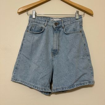 High-Rise Denim Mom Shorts