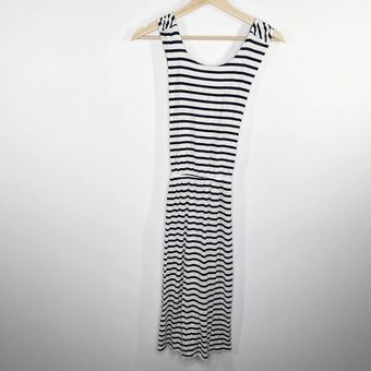 LOU & GREY Striped Midi Dress Size S Cossback Black & White