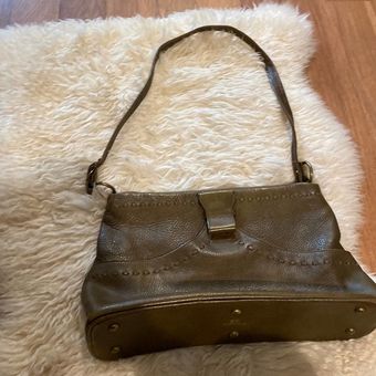 Vintage Mulberry green grain leather shoulder bag