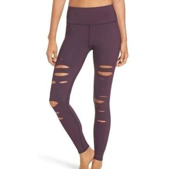 Alo Yoga Alo Womens Maroon Purple Knee Cut Out Athletic Work Out Leggings  Small - $44 - From Savannah
