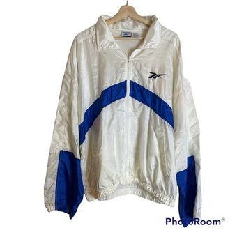 Reebok Vintage 80s 90s Y2K Windbreaker Jacket White Blue Zip