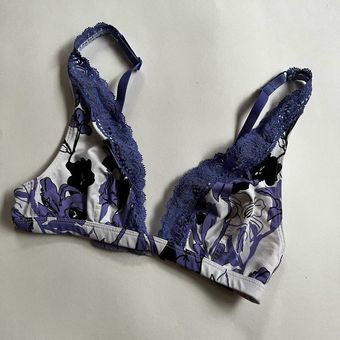 Calvin Klein Bra Purple White Flowers Size Small - $19 - From