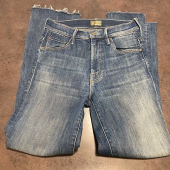 MOTHER Denim Mother Jeans Insider Crop Step Fray Blue Size 24