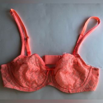 vintage victoria secret 36c lace unlined red bra