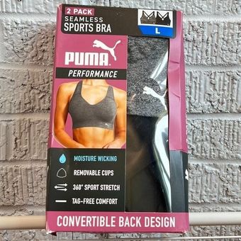 Puma New In Box 2 Pack Large L Seamless Active Performance Sports Bras w/  Logo - $14 New With Tags - From Brittany Thrifts