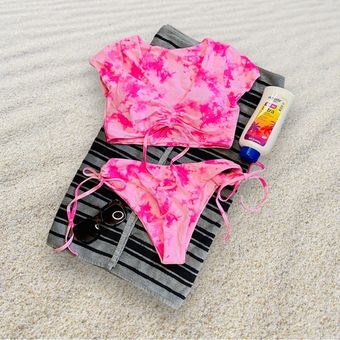 Zaful Bright & Baby Pink Tie Dye 2 Piece Cheeky Bikini Swim Suit Size Large  8 - $21 New With Tags - From Markie