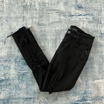 Old Navy Black Rockstar Mid Rise Cropped Distressed Skinny Jeans Size 6 -  $20 - From Nicole