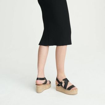 Rag and Bone August Leather Espadrille Black Size 10 72 New
