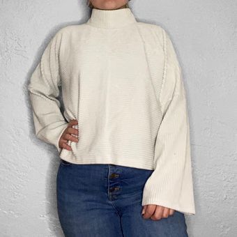 Madewell Texture & Thread Velour Corduroy Mock Neck Top White