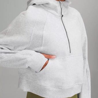 NEW LULULEMON Scuba Full Zip Cropped Hoodie 2 Heathered Core Ultra Light  Grey