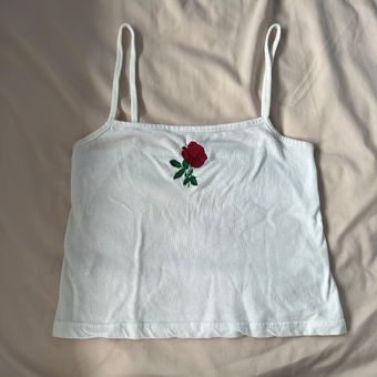 brandy melville white tube top. little rose detail.