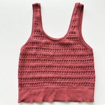 Cropped Open-Knit Sweater Tank Top for Women