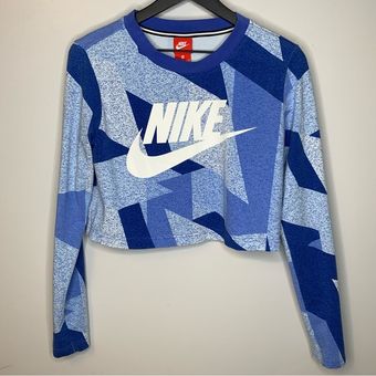 Nike Cropped Blue Camo Skyscraper Sweatshirt Size M Size M