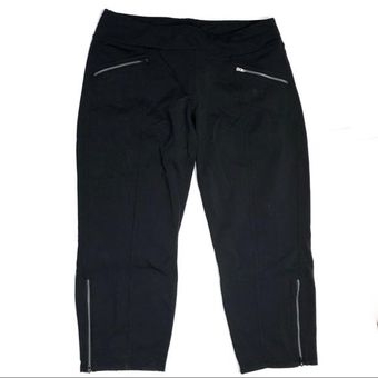 Athleta Women's Metro Black Straight Drawstring Pants Zipper Yoga