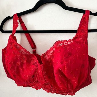 Fashion Bug 44DD Red Floral Embroidered Underwire Bra Size