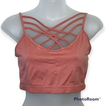 Zenana Outfitters Pink Criss Cross Strappy Bralette Size L/XL Size L - $11  - From Heather