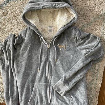 Victoria's Secret Victorias Secret PINK Velour Sherpa Bling Hoodie