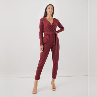 Pact Luxe Jersey Wrap Jumpsuit Red Size M - $86 (12% Off Retail