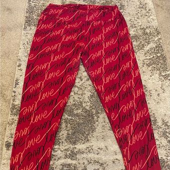 LulaRoe Tall and Curvy Leggings Valentine's Day Red Heartd