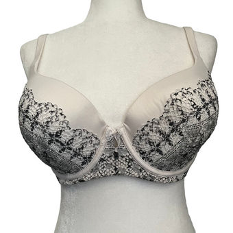 Victoria Secret Body by Victoria Bra Size 34DDD Lined Demi Double Cream  Lace Gray - $23 - From Fmm