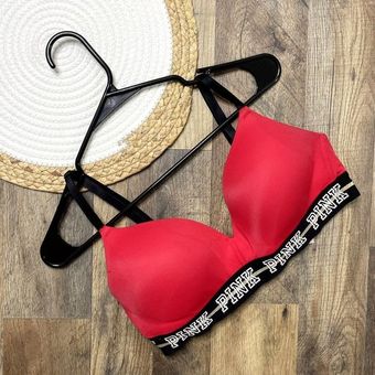 PINK - Victoria's Secret Red Wear Everywhere Wireless Bra Size 36C Logo  Band​ - $22 - From Mya