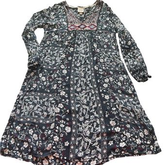 Knox Rose Dress Womens Large Blue Floral Long Sleeve Oversized Comfort Boho  Midi - $25 - From Sabrina